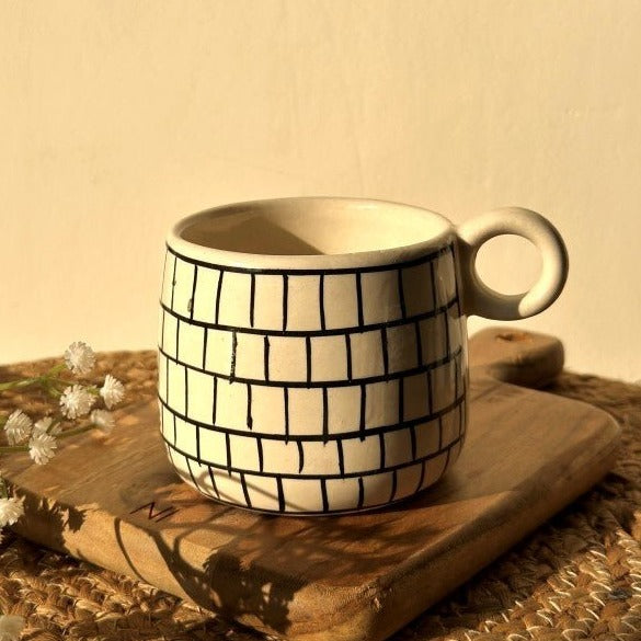 Linear Line Theory 450ml Ceramic Coffee Cup - Nurture India