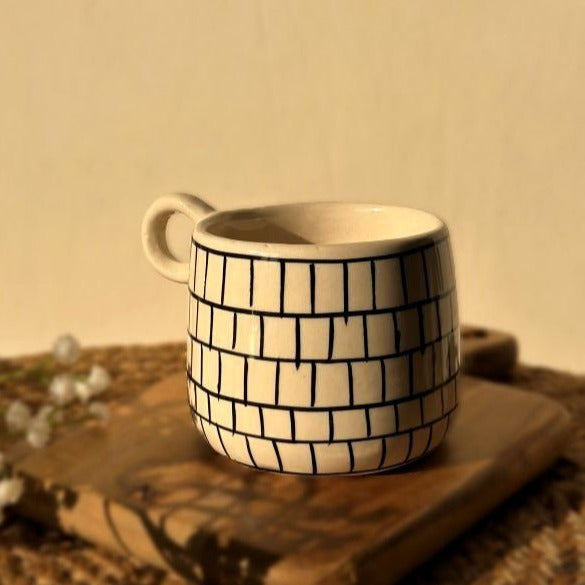 Linear Line Theory 450ml Ceramic Coffee Cup - Nurture India