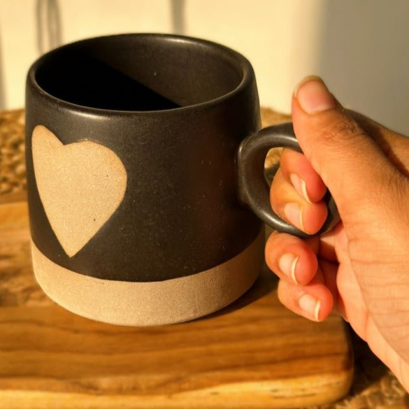 Love Happens Here Ceramic Mug - Black, 450ml - Nurture India