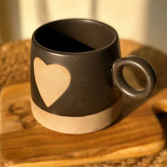 Love Happens Here Ceramic Mug - Black, 450ml - Nurture India