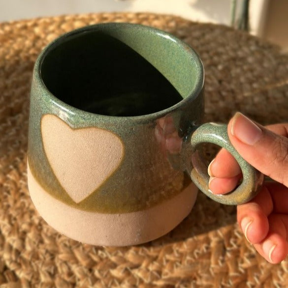 Love Happens Here Ceramic Mug - Green, 450ml Capacity - Nurture India