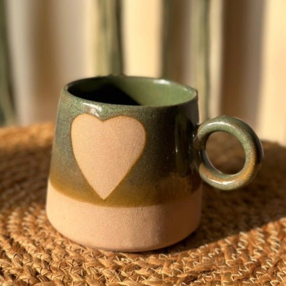 Love Happens Here Ceramic Mug - Green, 450ml Capacity - Nurture India