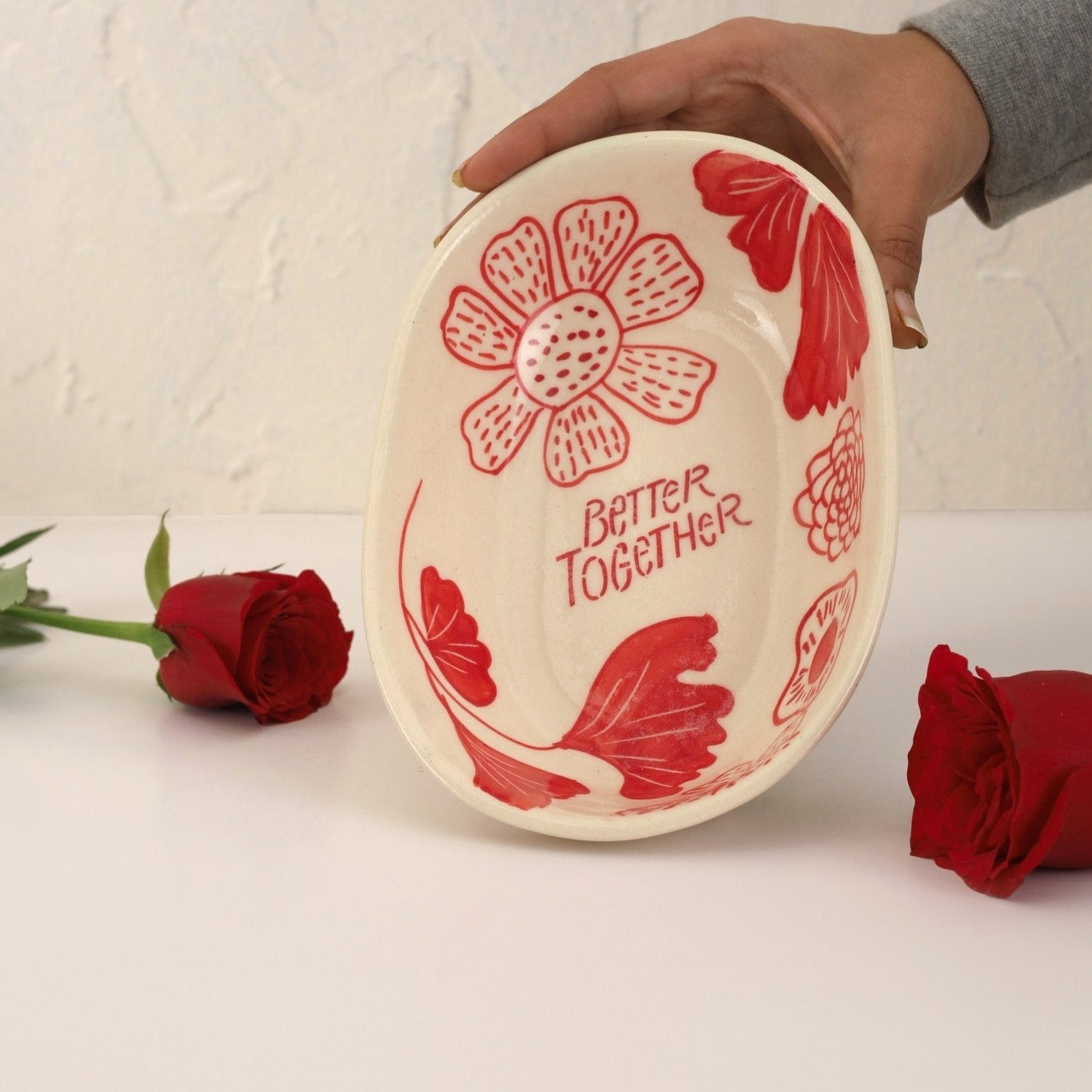 Lovers Handpainted Ceramic Bowl - Romantic Table Decor - Nurture India