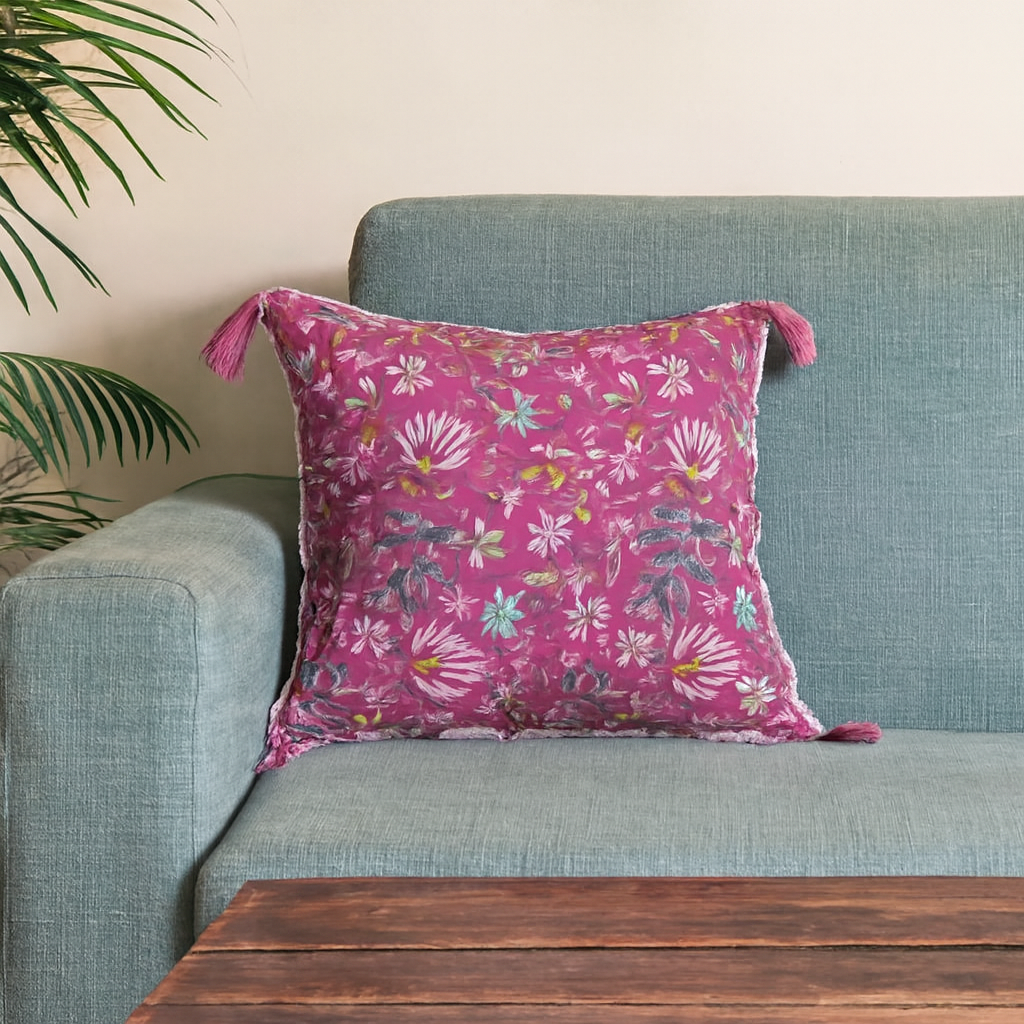 Small Purple Floral Cushion Cover