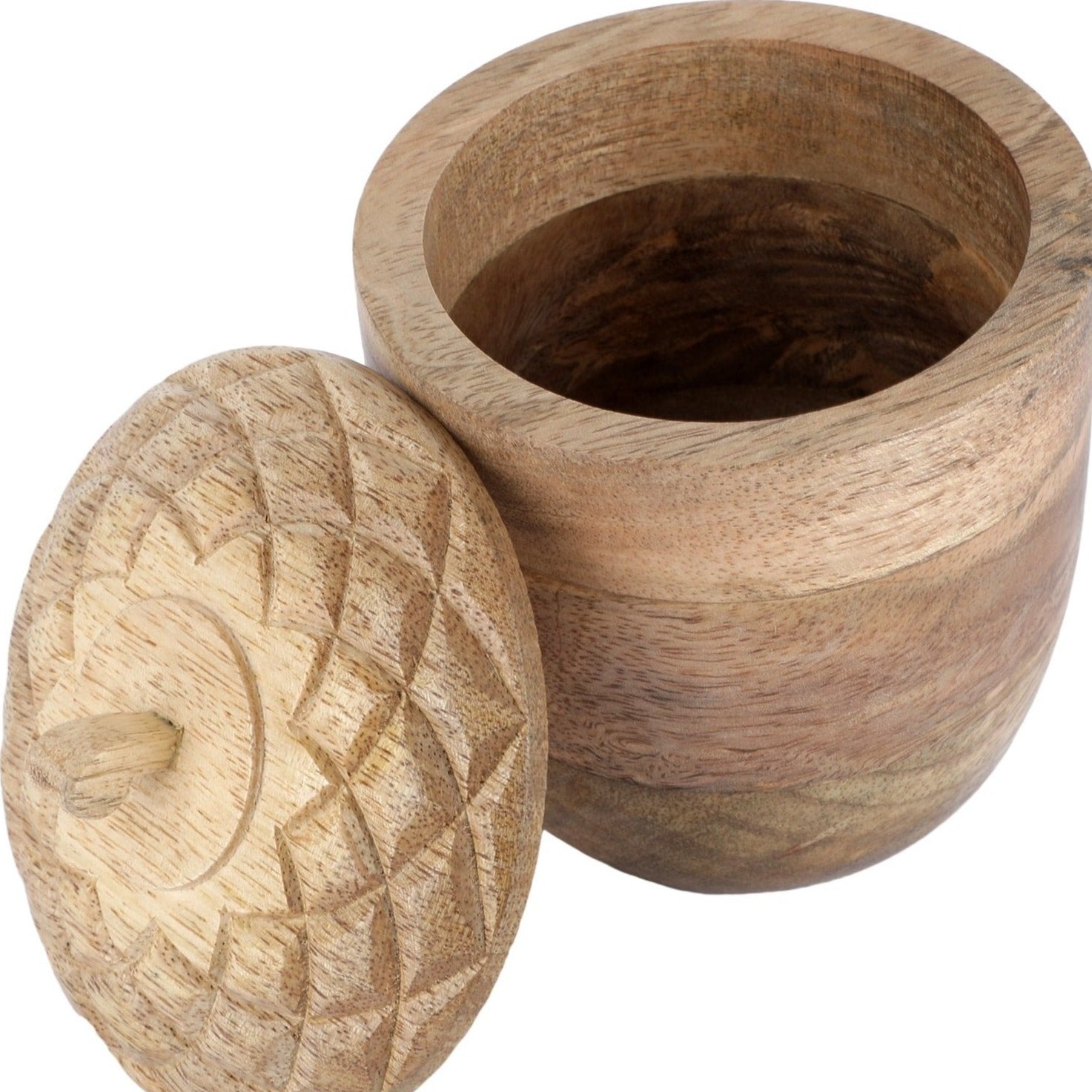 Mango Wood Nutmeg Storage Jar - Nurture India