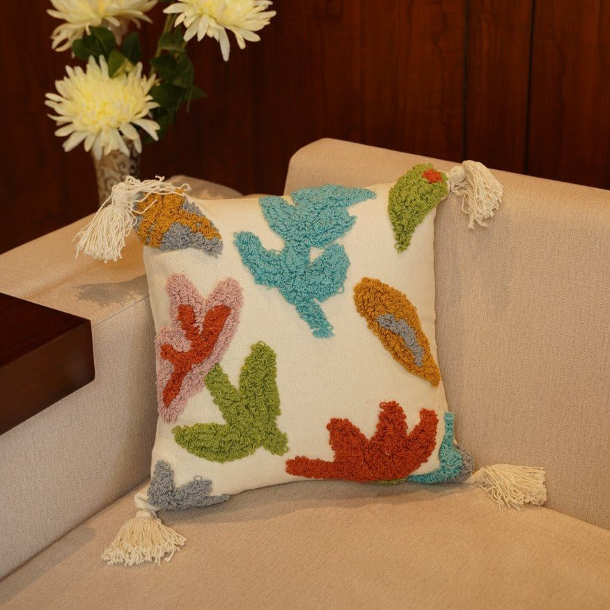 Meadow Blossom Floral Cushion Cover 16x16 - Nurture India