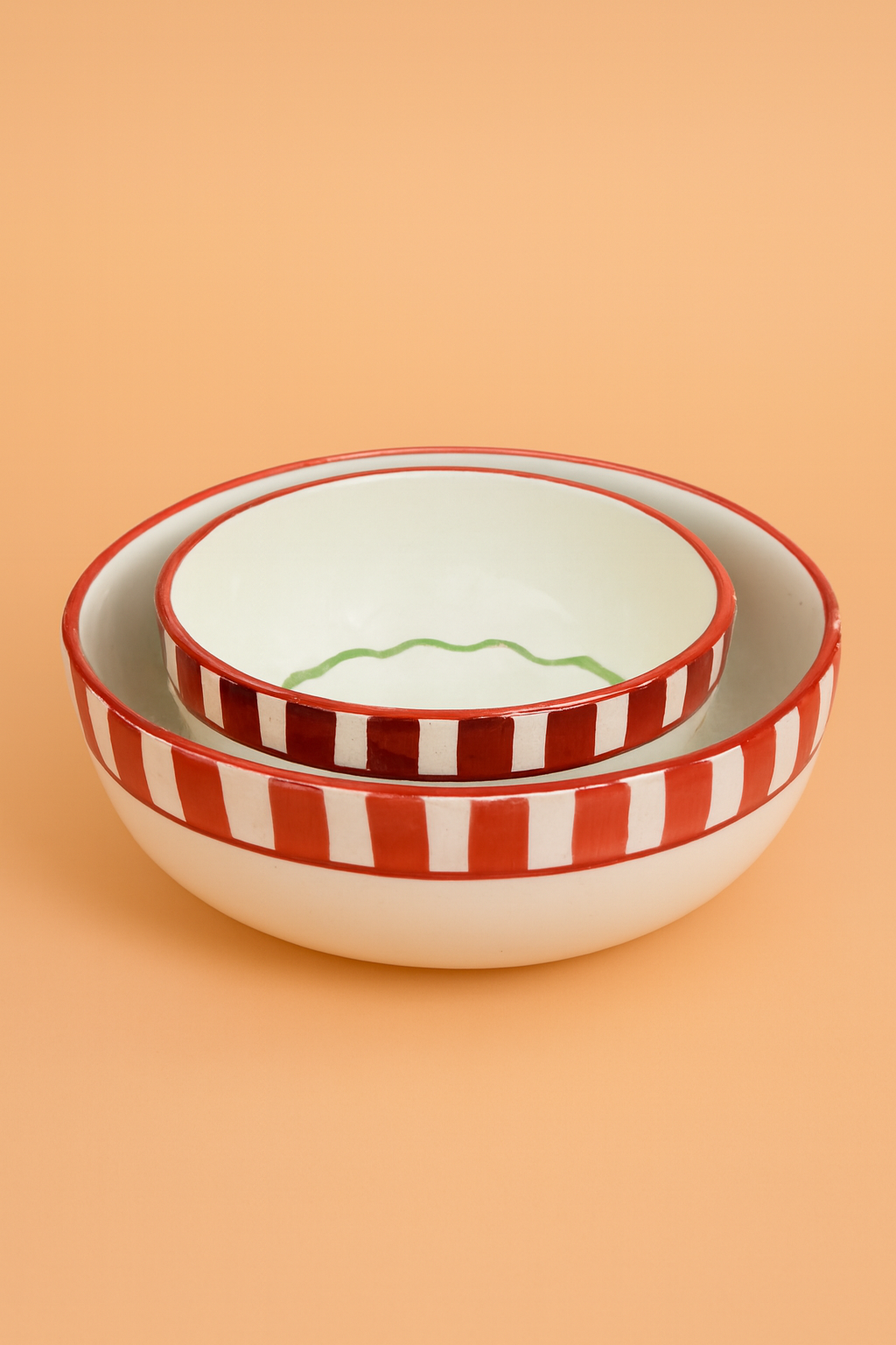 Candy Cane Ceramic Bowl - (Large & Small)