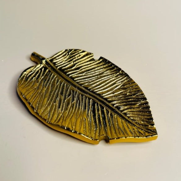 Monstera Leaf Inspired Gold Decorative Plate - Small - Nurture India