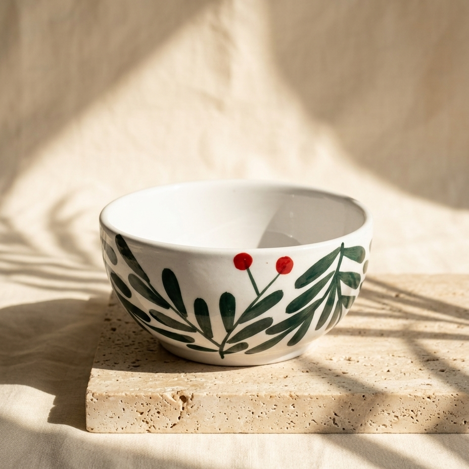 Multipurpose Olive Leaf Ceramic Prep & Dip Bowl