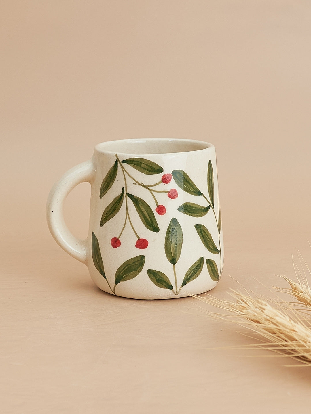 olive green leafy mug nurture india