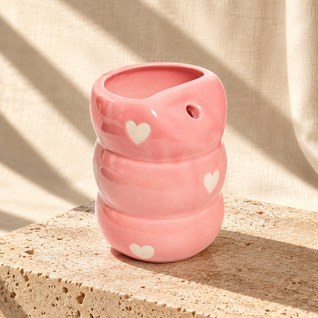Pink Heart Ceramic Glass (Without Sraw)