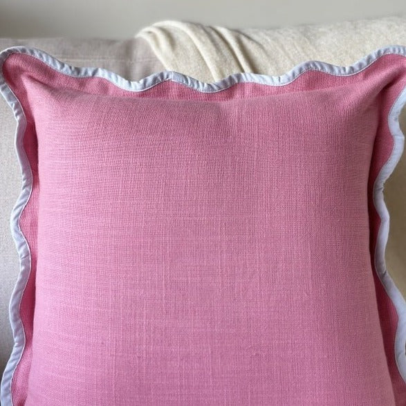 Pink Scallop Cushion Cover - Elegant (16x16 ) Size - Nurture India