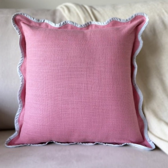Pink Scallop Cushion Cover - Elegant (16x16 ) Size - Nurture India