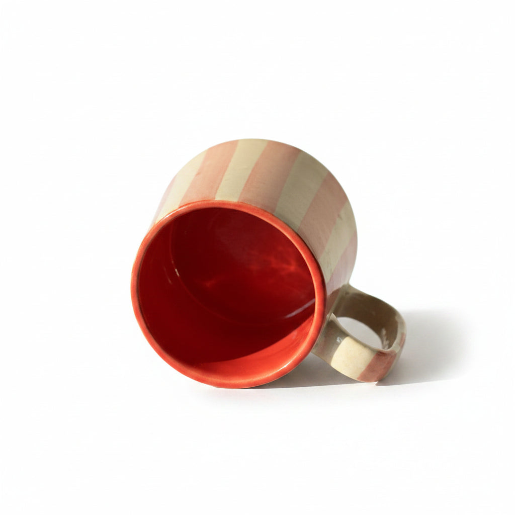 Pink Stripe Ceramic Mug - 220ml Capacity & Elegant Design - Nurture India