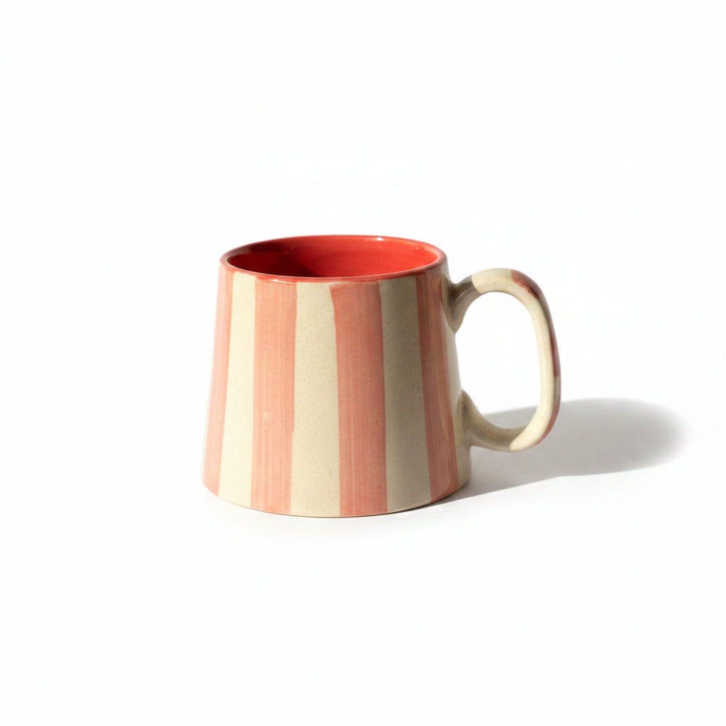 Pink Stripe Ceramic Mug - 220ml Capacity & Elegant Design - Nurture India