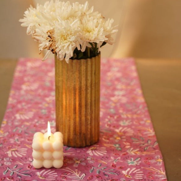 Purple Blooming Cotton Table Runner - Elegant Home Decor - Nurture India