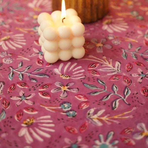 Purple Blooming Cotton Table Runner - Elegant Home Decor - Nurture India