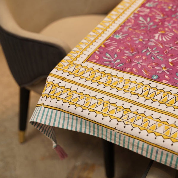 Purple Posies Cotton Table Cloth - Nurture India