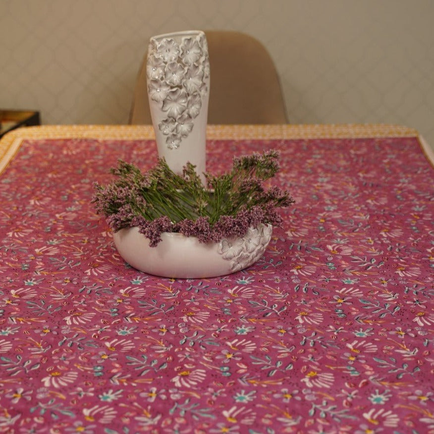 Purple Posies Cotton Table Cloth - Nurture India