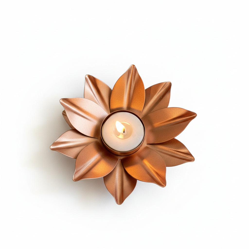 Rose Gold Lotus Tealight Holder Set of 2 - Nurture India