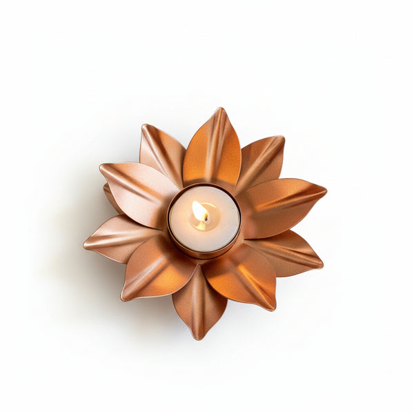 Rose Gold Lotus Tealight Holder Set of 2 - Nurture India