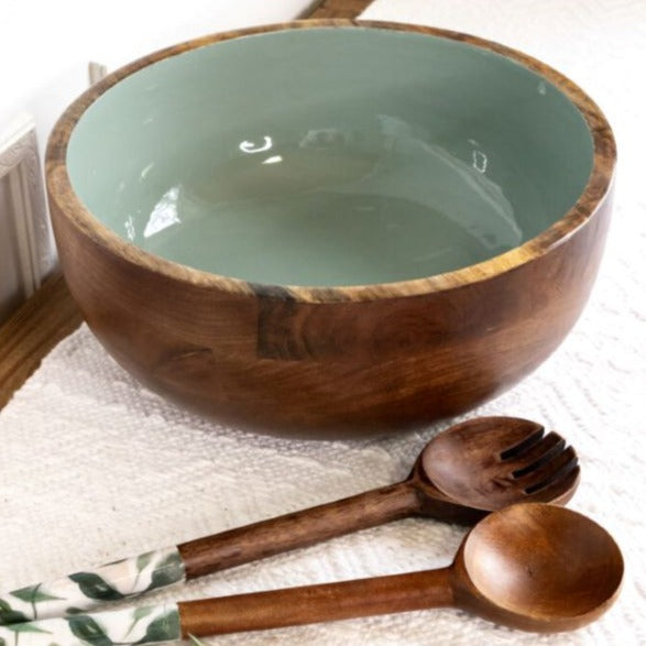 India Hand Carved Extra Large Mango Wood 2024 Salad Bowl Set