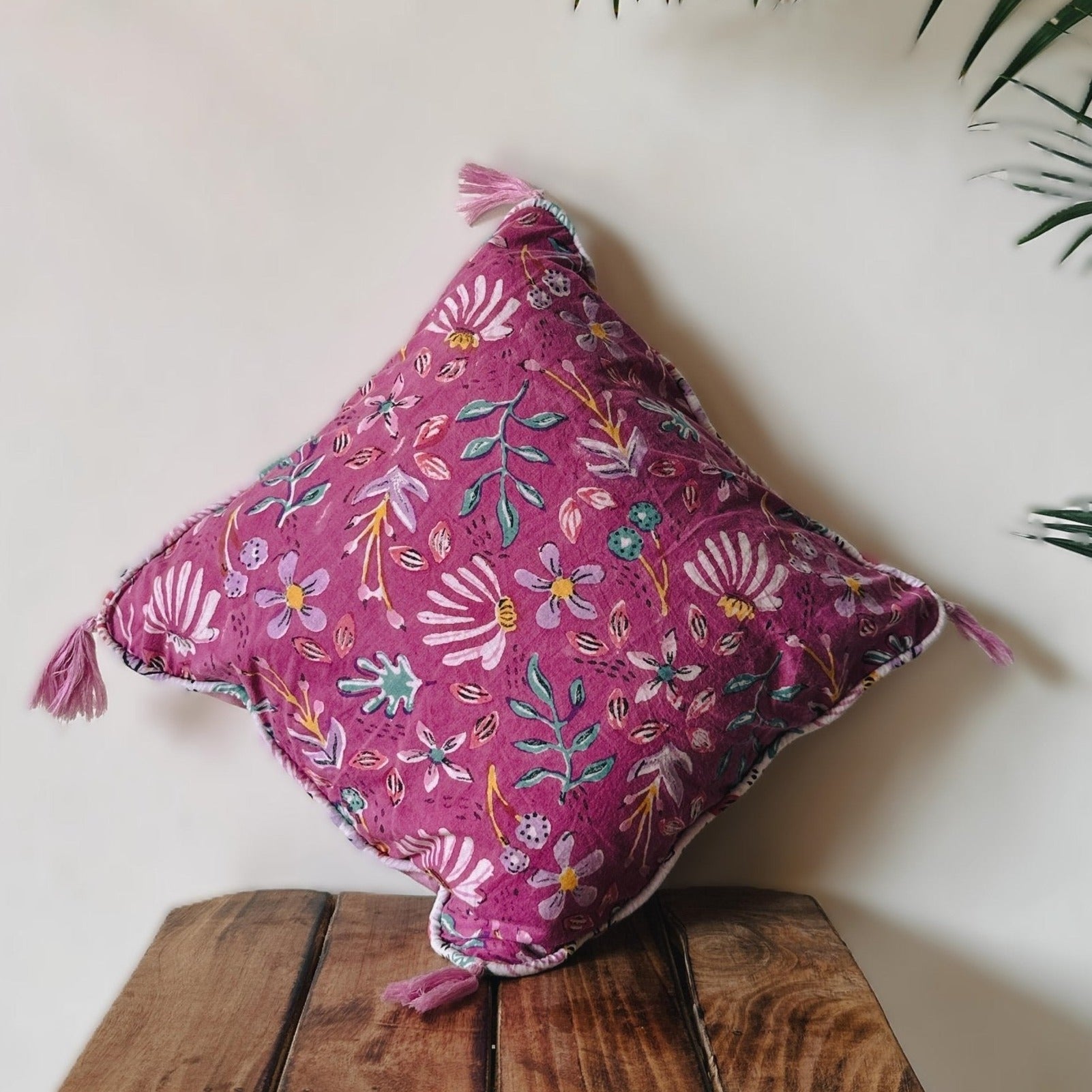 Small Purple Floral Cushion Cover - Nurture India