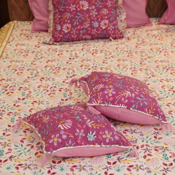 Small Purple Floral Cushion Cover - Nurture India