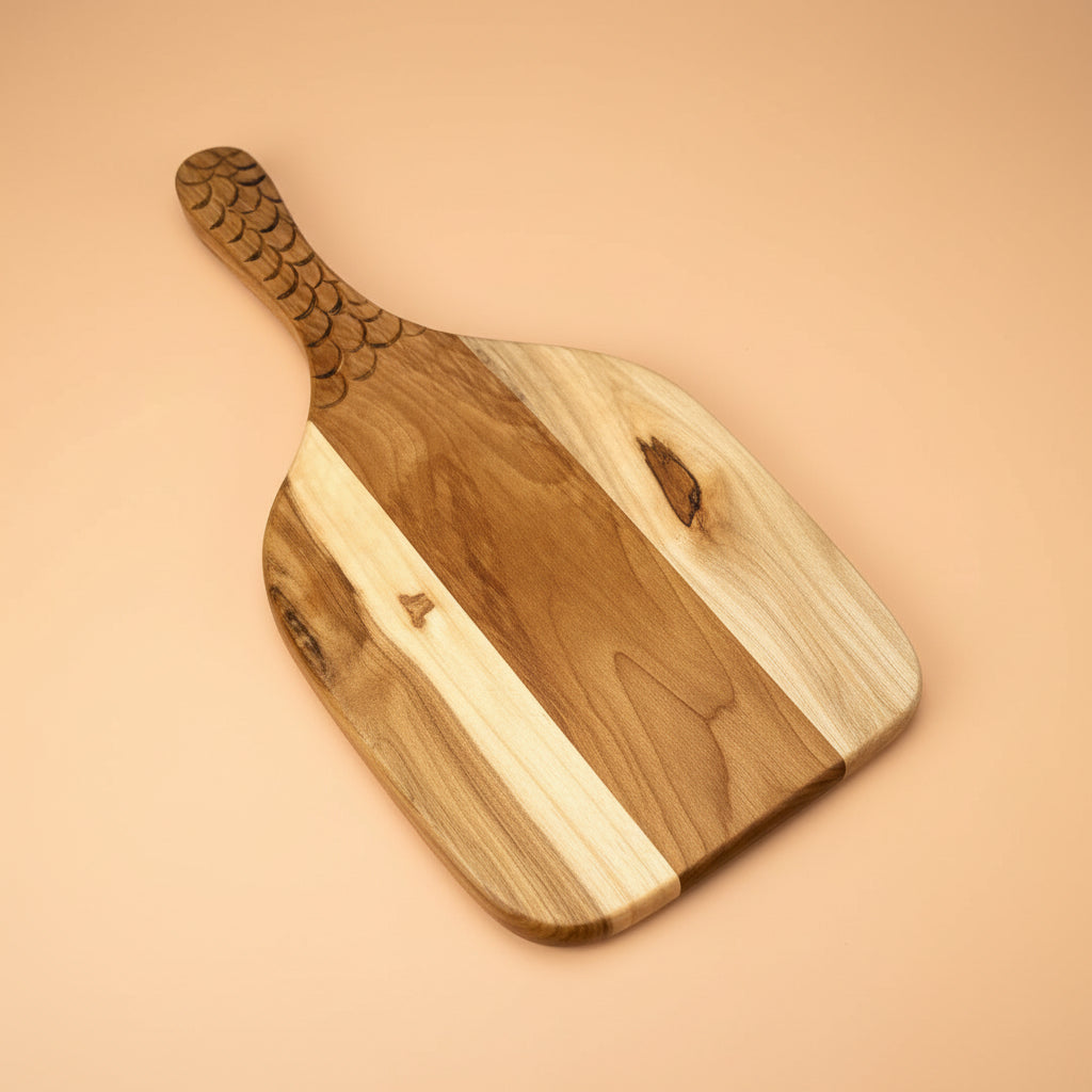 Teak Wood Chopping Board with Carving - Nurture India