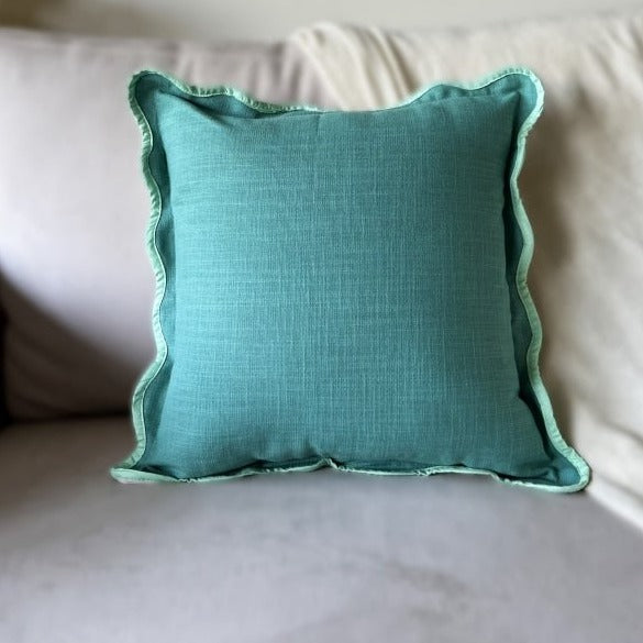 Teal Green Scallop Cushion Cover - Elegant (16x16 ) - Nurture India