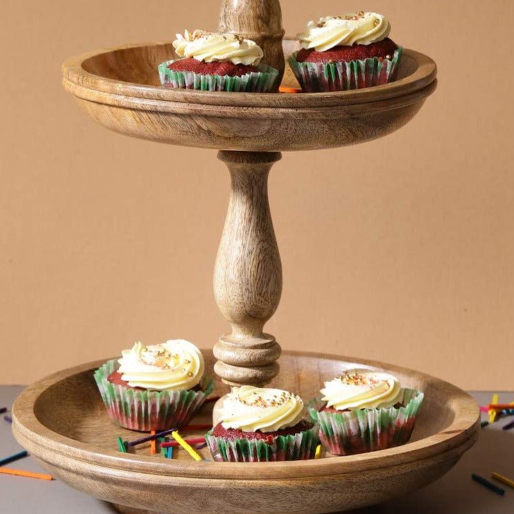 Two Tier Cake Stand With Butterfly