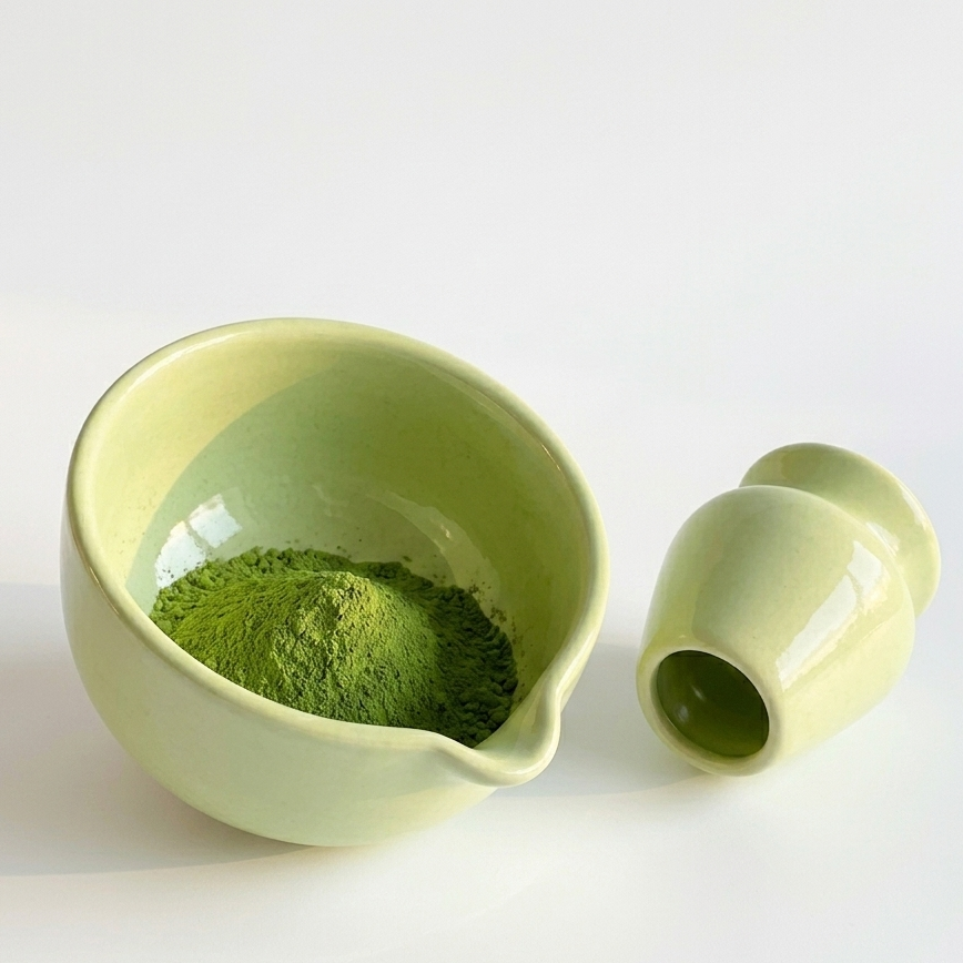 Pastel Green Matcha Bowl & Whisk Holder Set