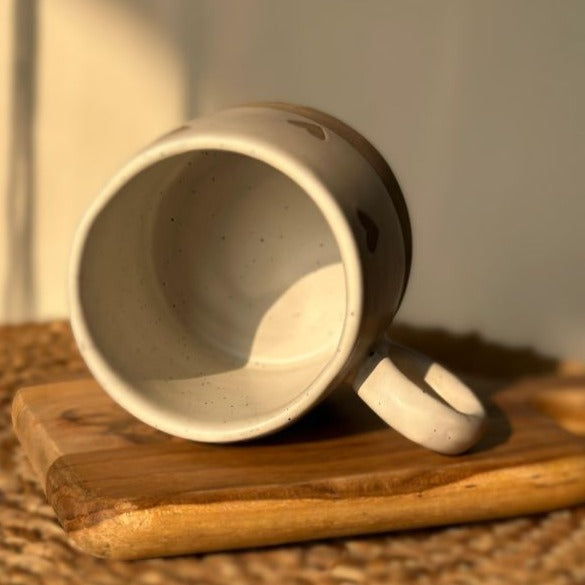 White Hearts Ceramic Coffee Mug - 450ml Capacity - Nurture India