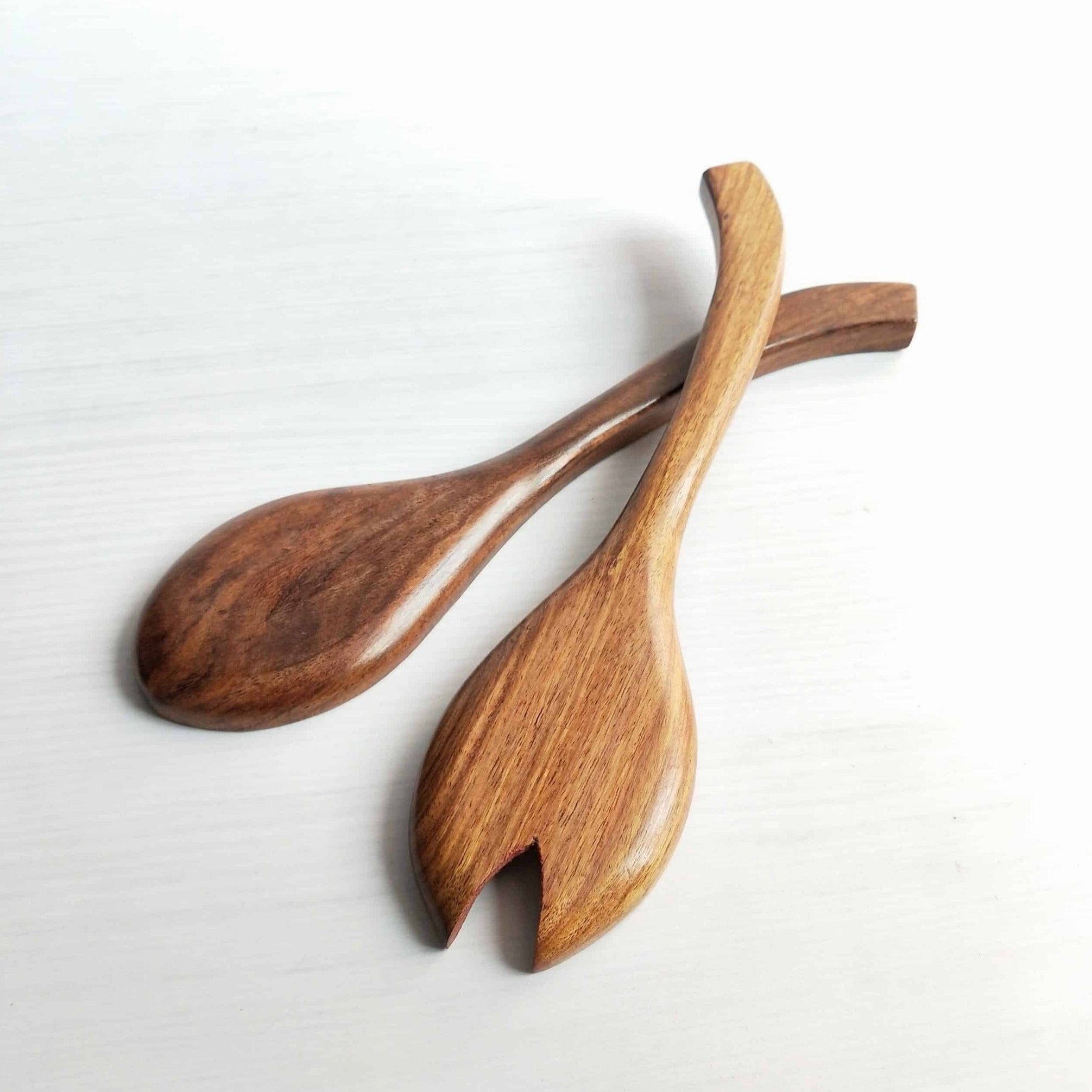 Wooden Abstract Salad Spoon - Nurture India