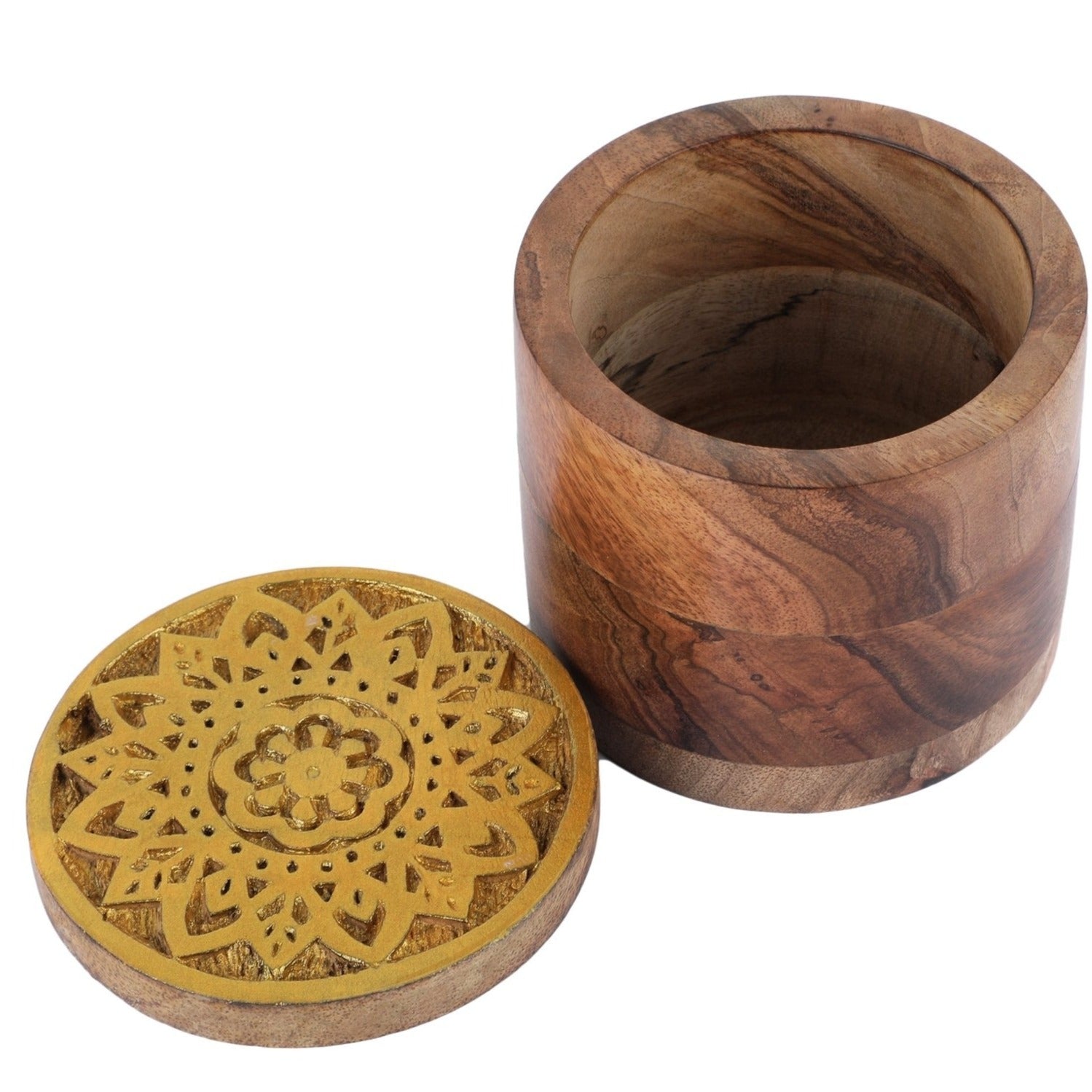 Wooden Block Hand Carved Storage Box - Small - Nurture India