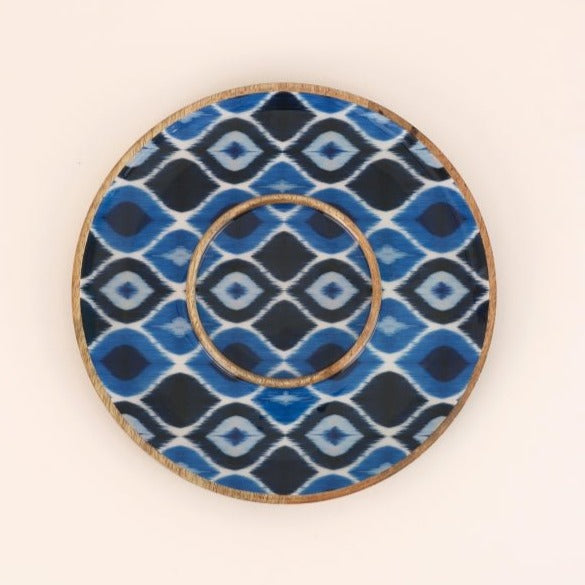 Wooden Enamel Round Chip & Dip Platter - Nurture India
