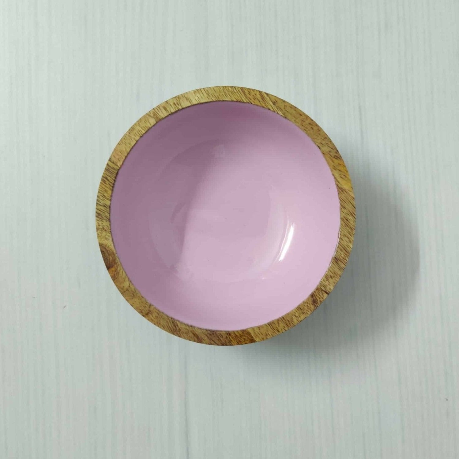 Wooden Enamel Serving Bowl Purple Design - Nurture India