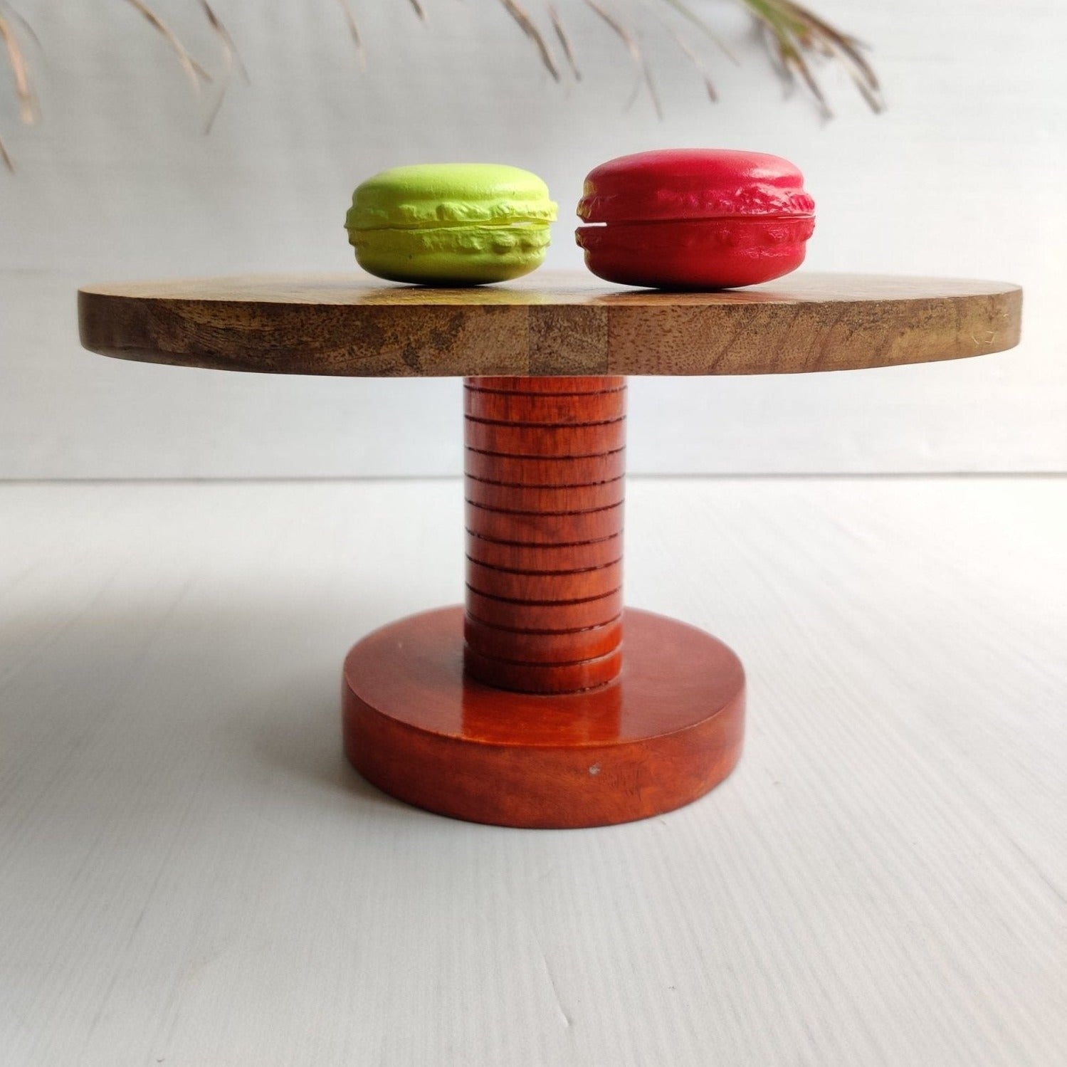 Wooden Handcrafted Cake Stand - Brown - Nurture India