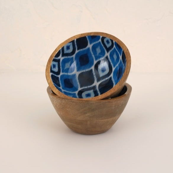 Wooden Ikat Print Enamel Bowl - Nurture India