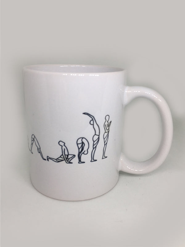 Ceramic Printed Mug Yoga Design - White