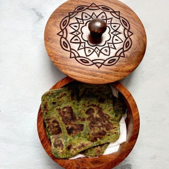 Wooden Engraved Roti Box